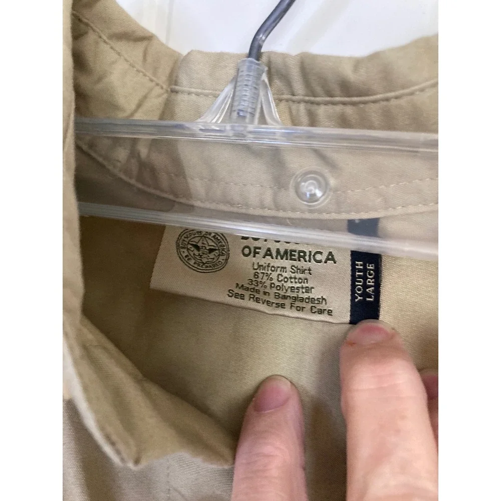 Boy Scouts of America BSA Uniform Set Tan Shirt Youth Large Olive Cargo Shorts